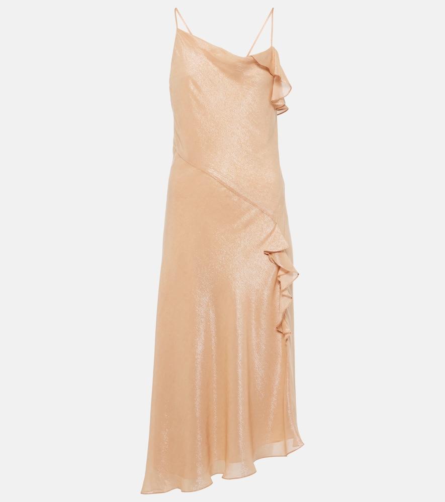 victoria beckham bias cami lurex twill slip dress