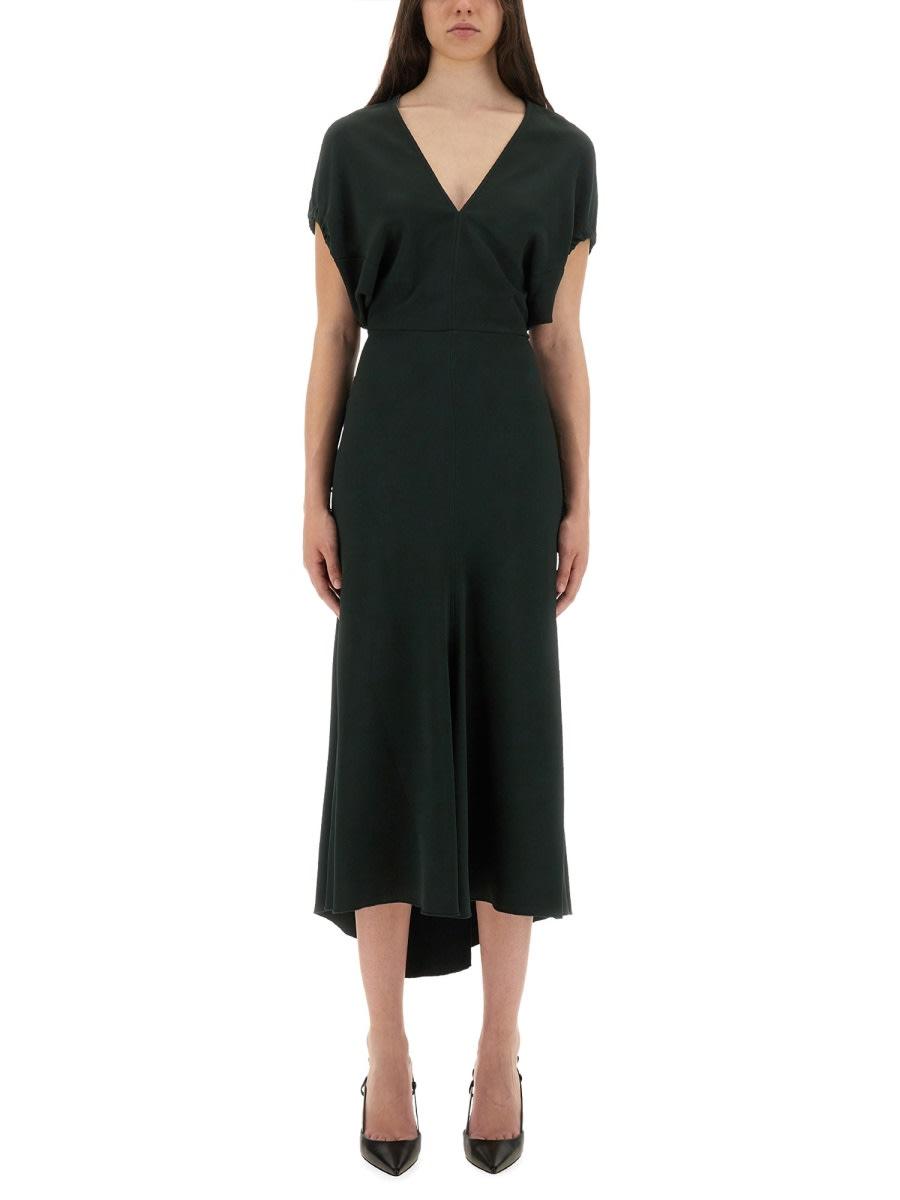 victoria beckham blouson midi dress