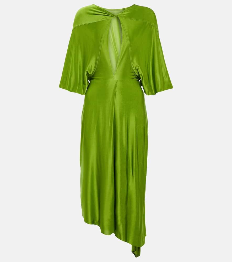 victoria beckham cape sleeve cutout midi dress