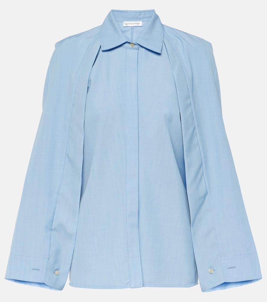 victoria beckham caped virgin wool shirt