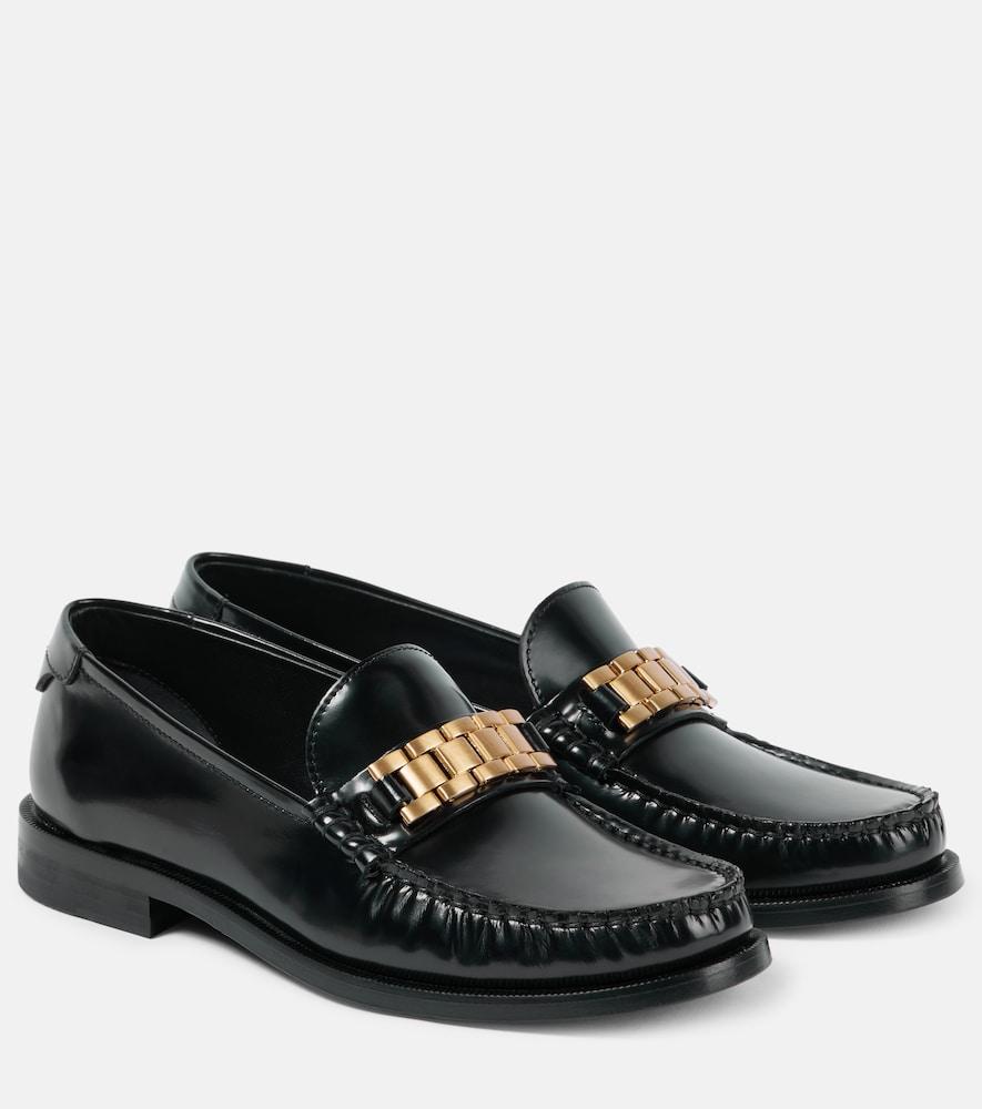 victoria beckham chain leather loafers