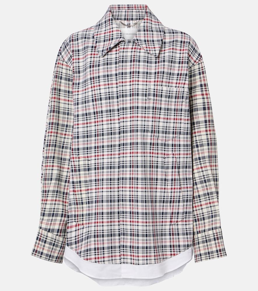 victoria beckham checked oversized cotton and wool jacket