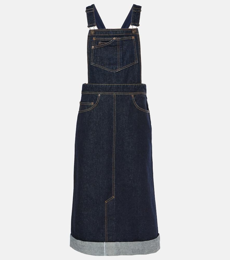 victoria beckham convertible denim midi skirt