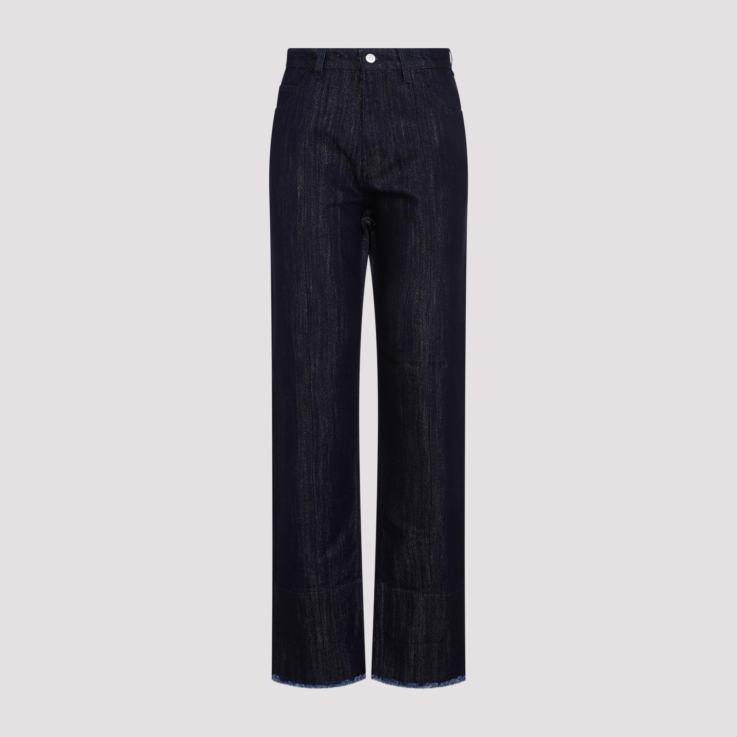 victoria beckham cropped high waist tapered jeans blue cotton rayon polyester - women