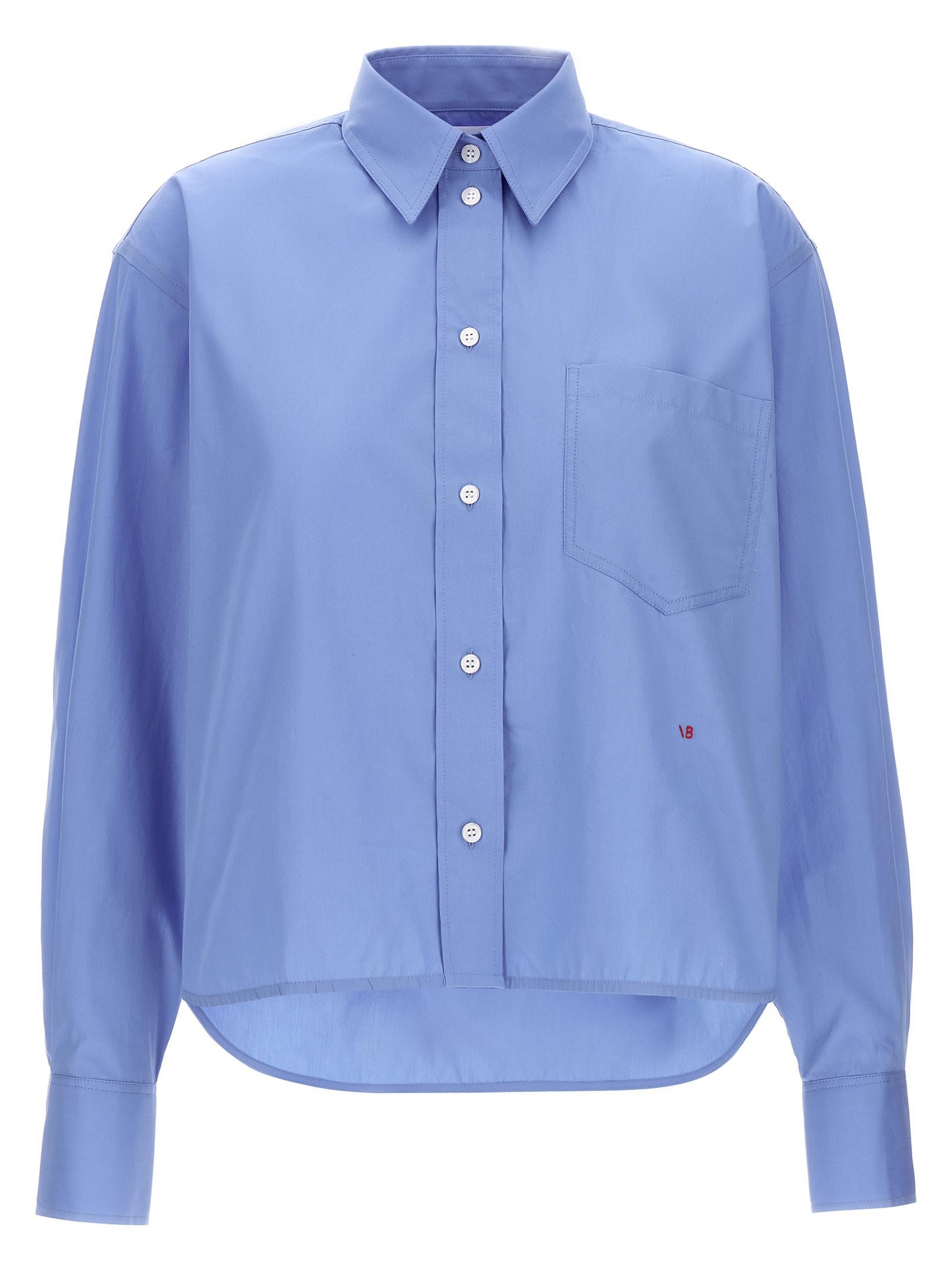 victoria beckham cropped shirt with logo embroidery