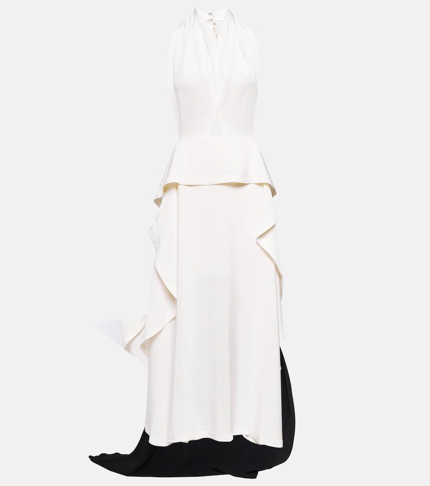 victoria beckham cutout halterneck satin and crêpe gown