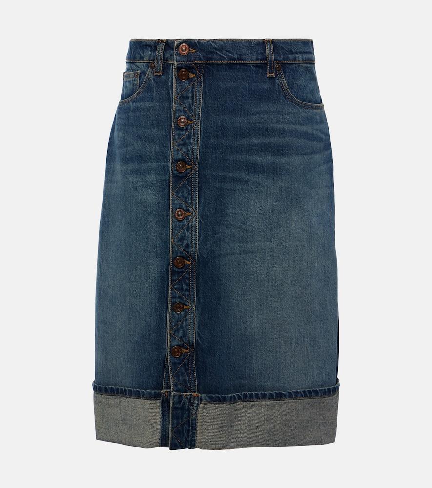 victoria beckham denim midi skirt