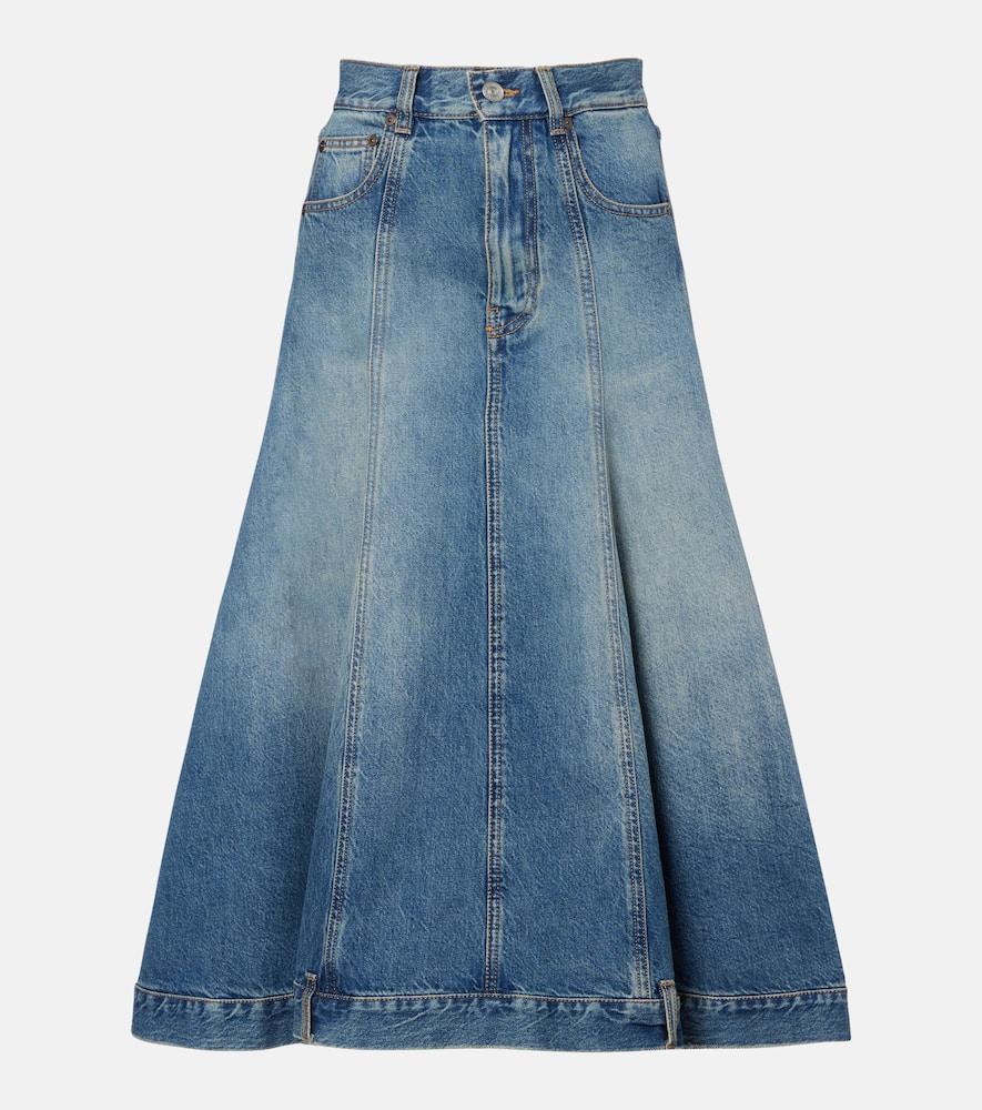victoria beckham denim midi skirt