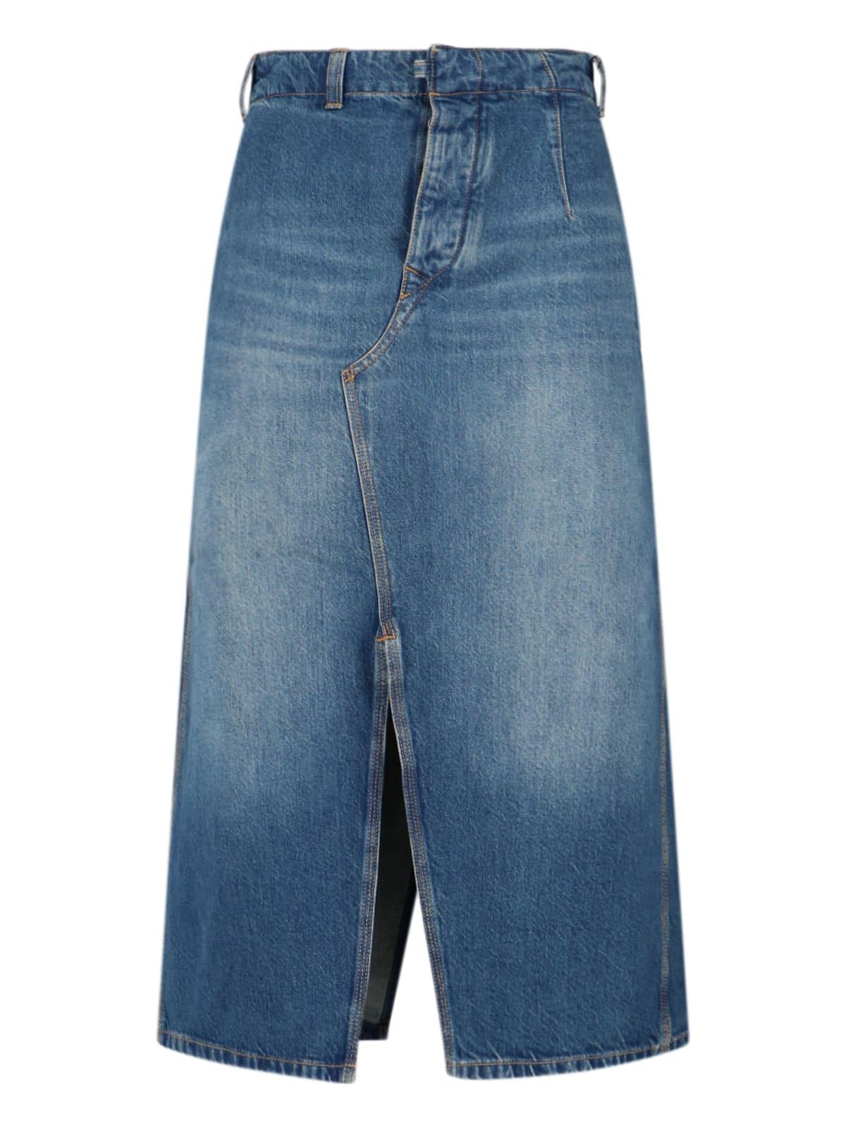 victoria beckham denim midi skirt