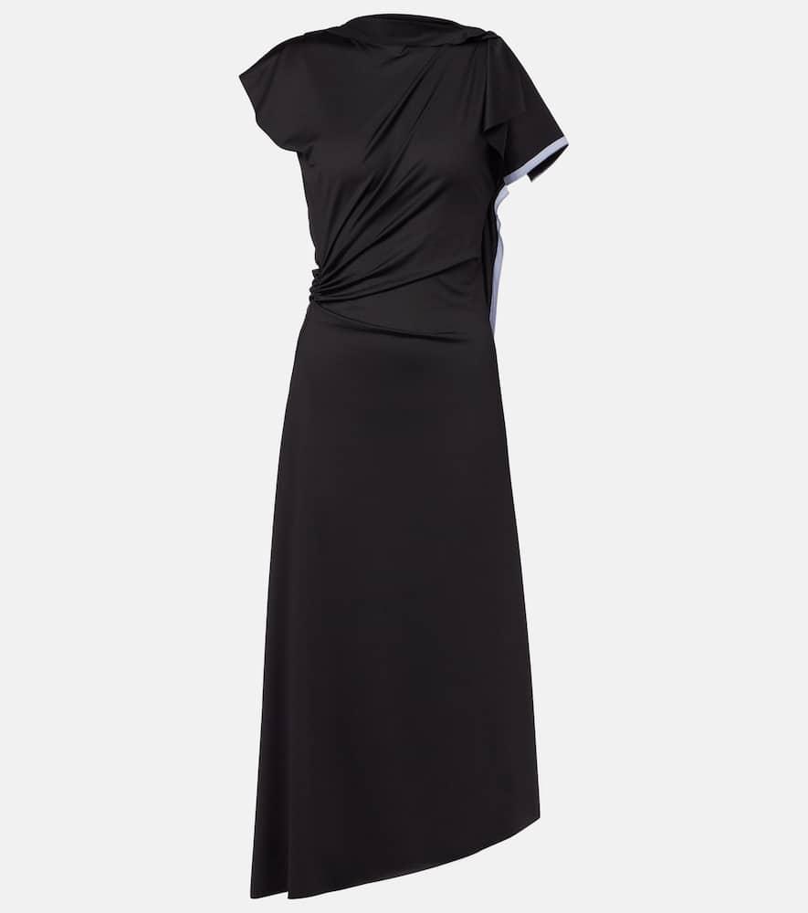 victoria beckham draped asymmetric midi dress