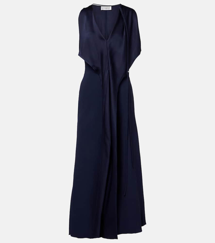 victoria beckham draped satin midi dress