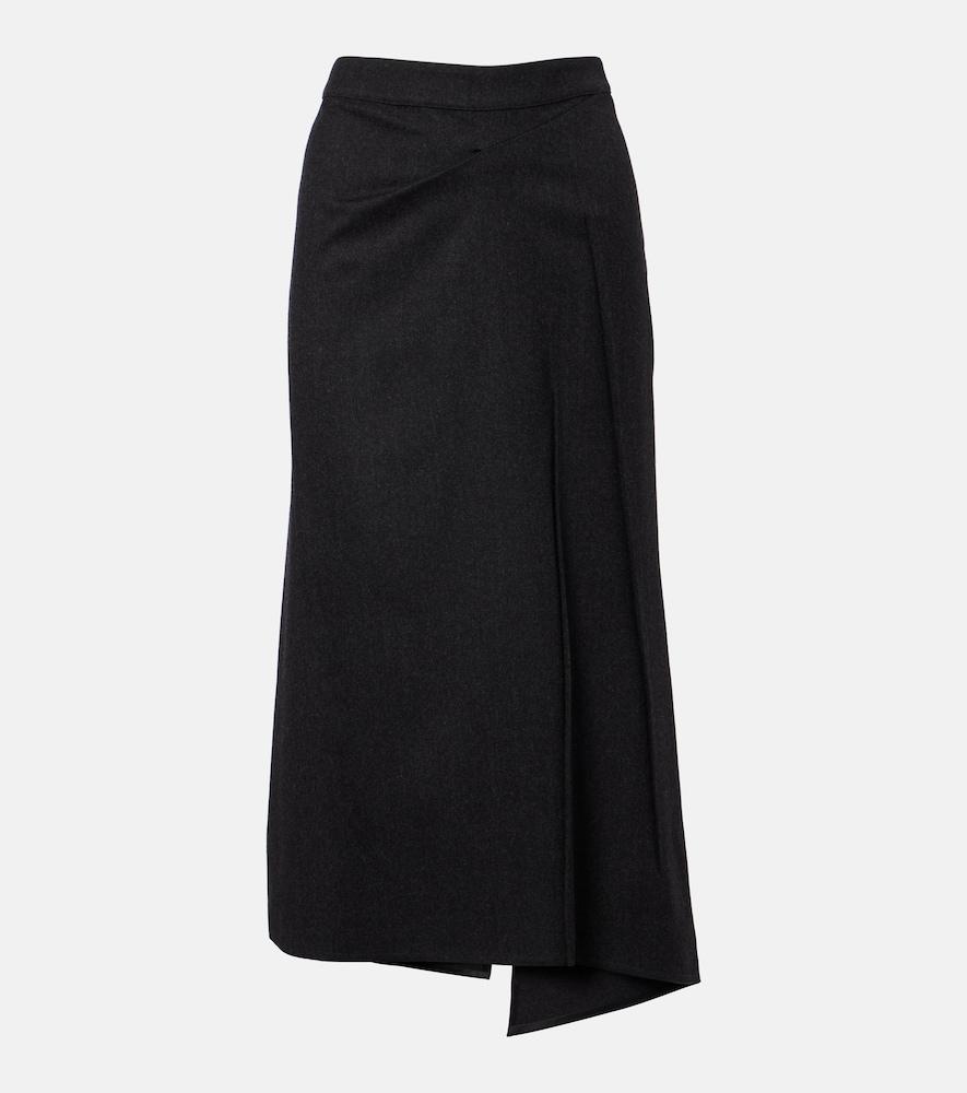 victoria beckham draped virgin wool midi skirt