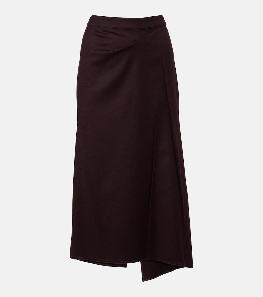 victoria beckham draped virgin wool midi skirt