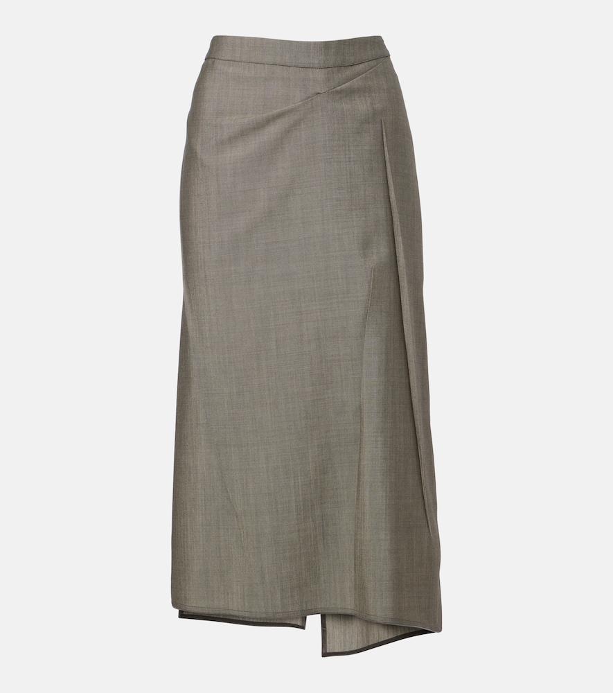 victoria beckham draped wool and mohair midi skirt