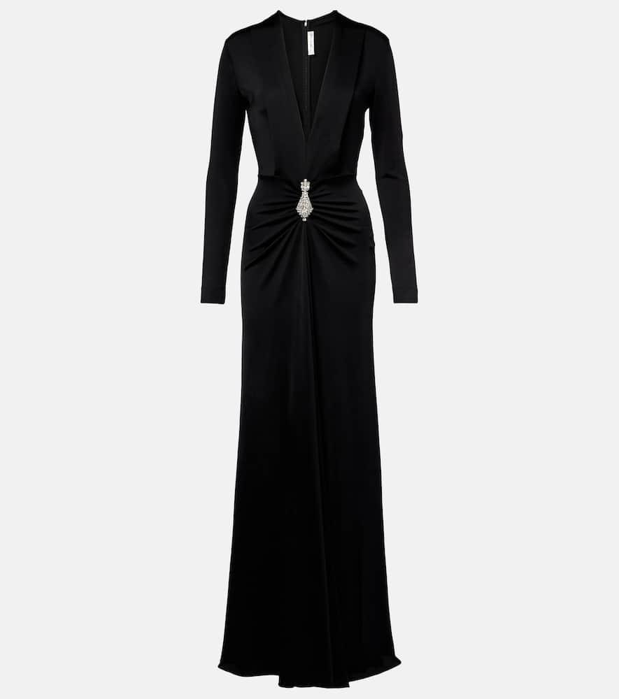 victoria beckham embellished gathered crêpe gown