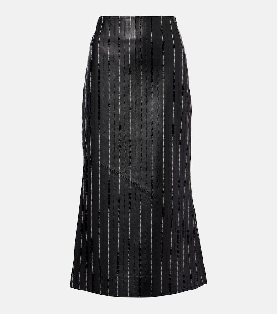 victoria beckham embroidered leather midi skirt