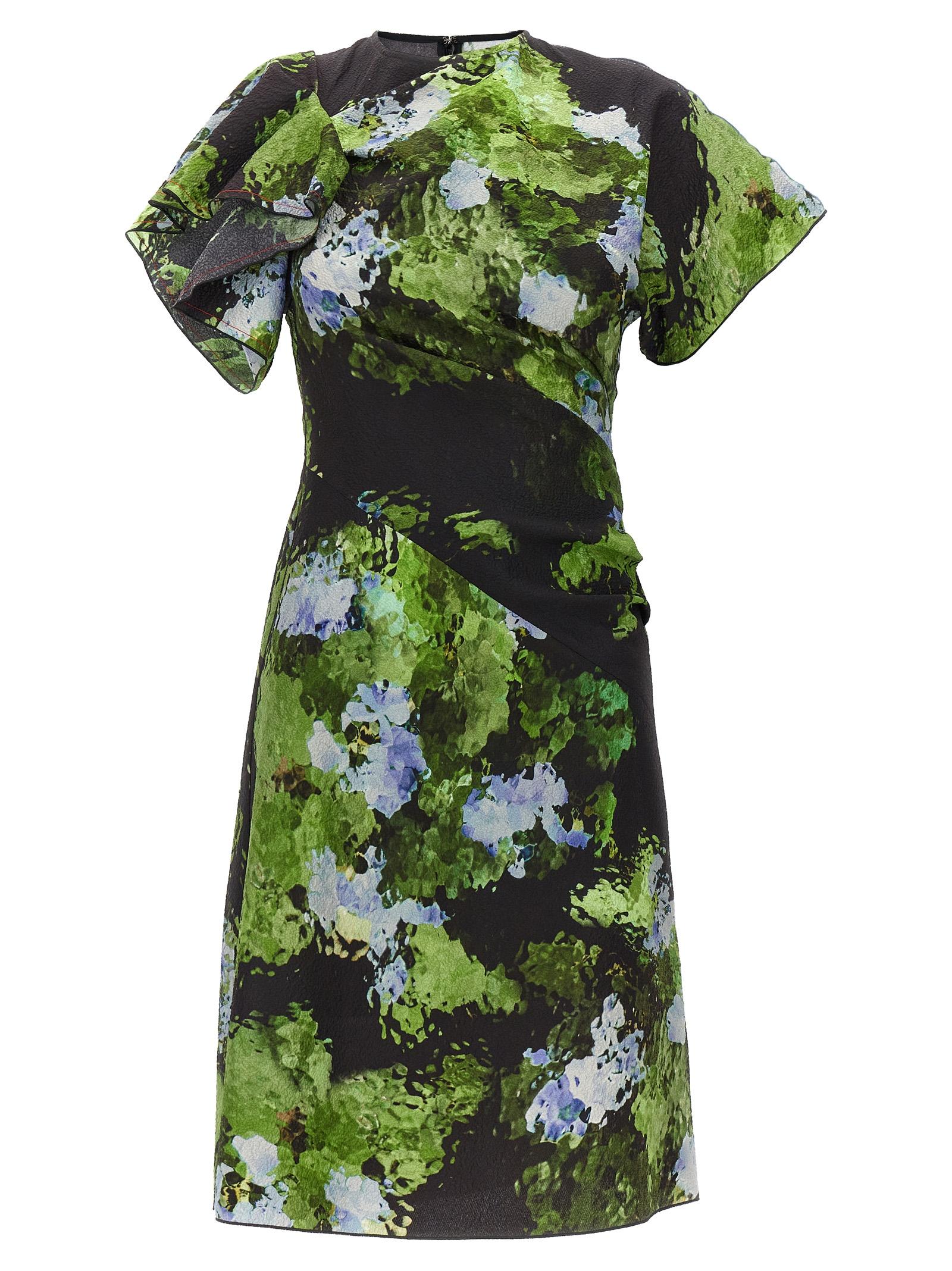 victoria beckham floral printed dress multicolor polyester cotton - women