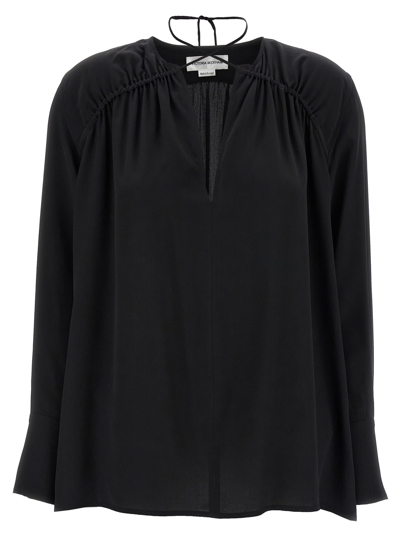 victoria beckham gather detail tie blouse
