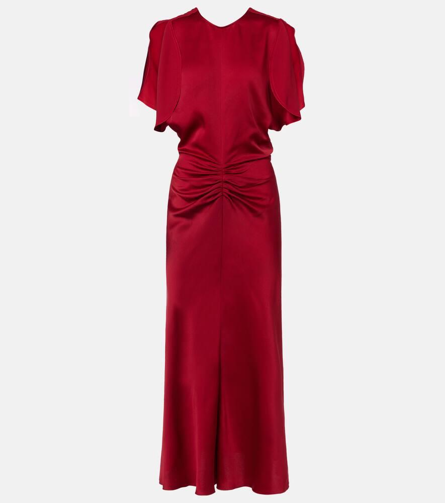 victoria beckham gathered crêpe satin midi dress