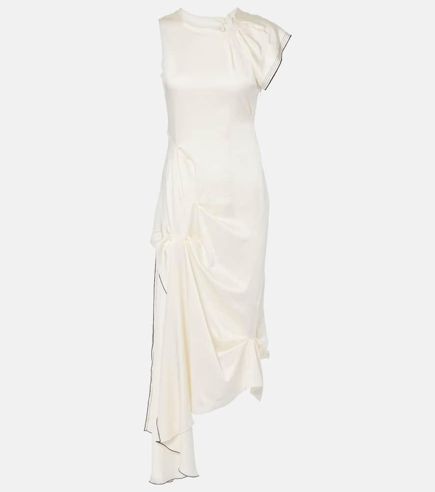 victoria beckham gathered draped satin midi dress