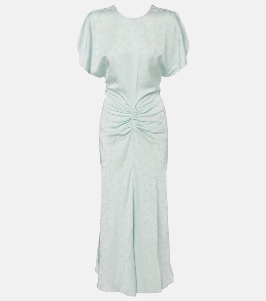 victoria beckham gathered jacquard midi dress