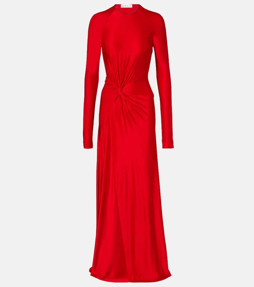 victoria beckham gathered jersey maxi dress