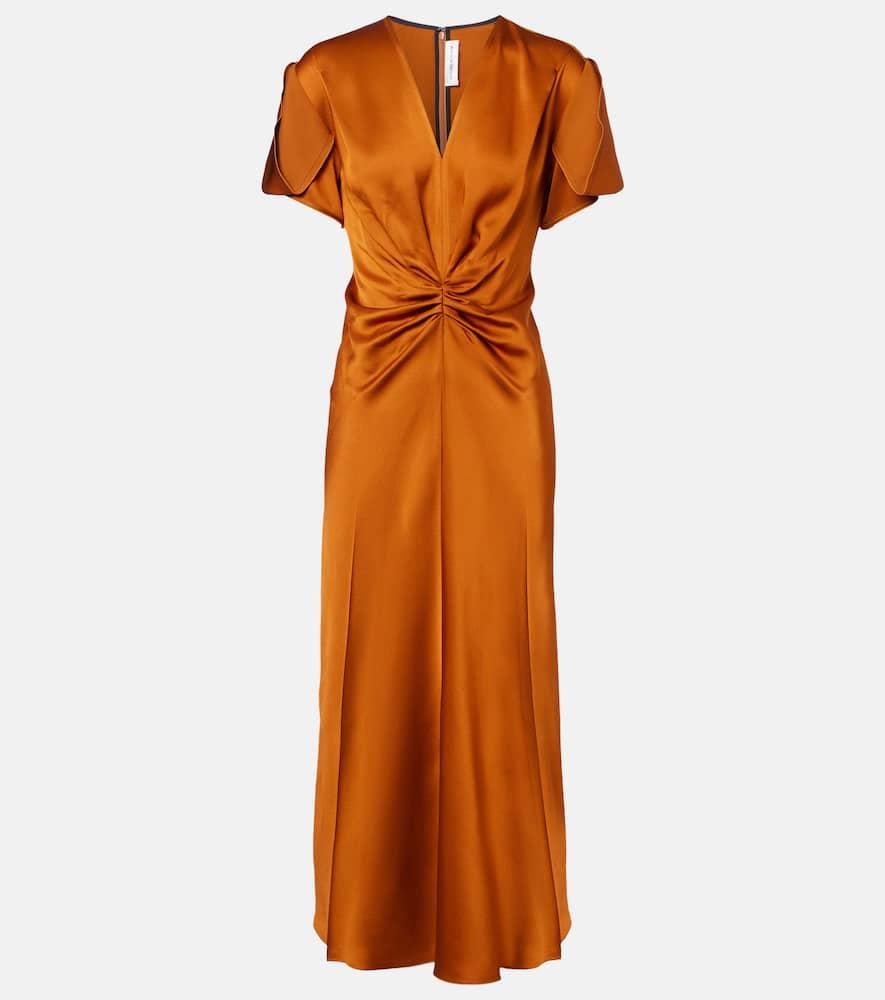 victoria beckham gathered midi dress