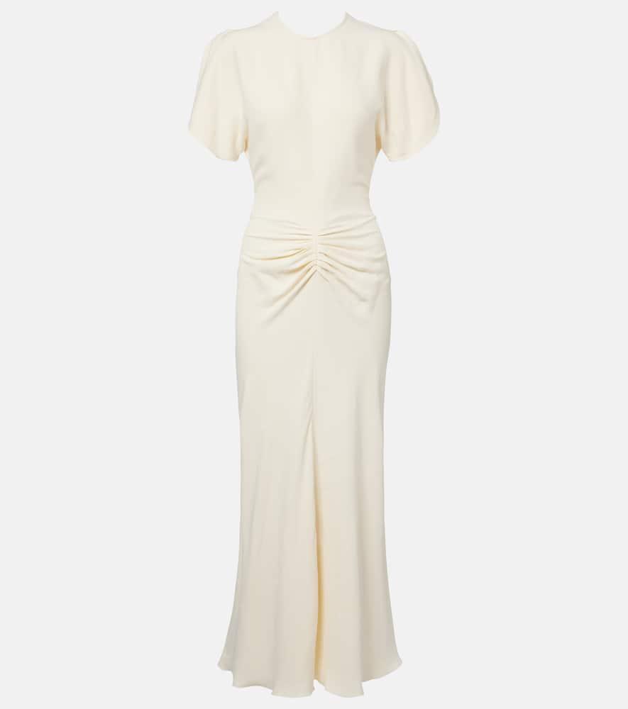 victoria beckham gathered midi dress