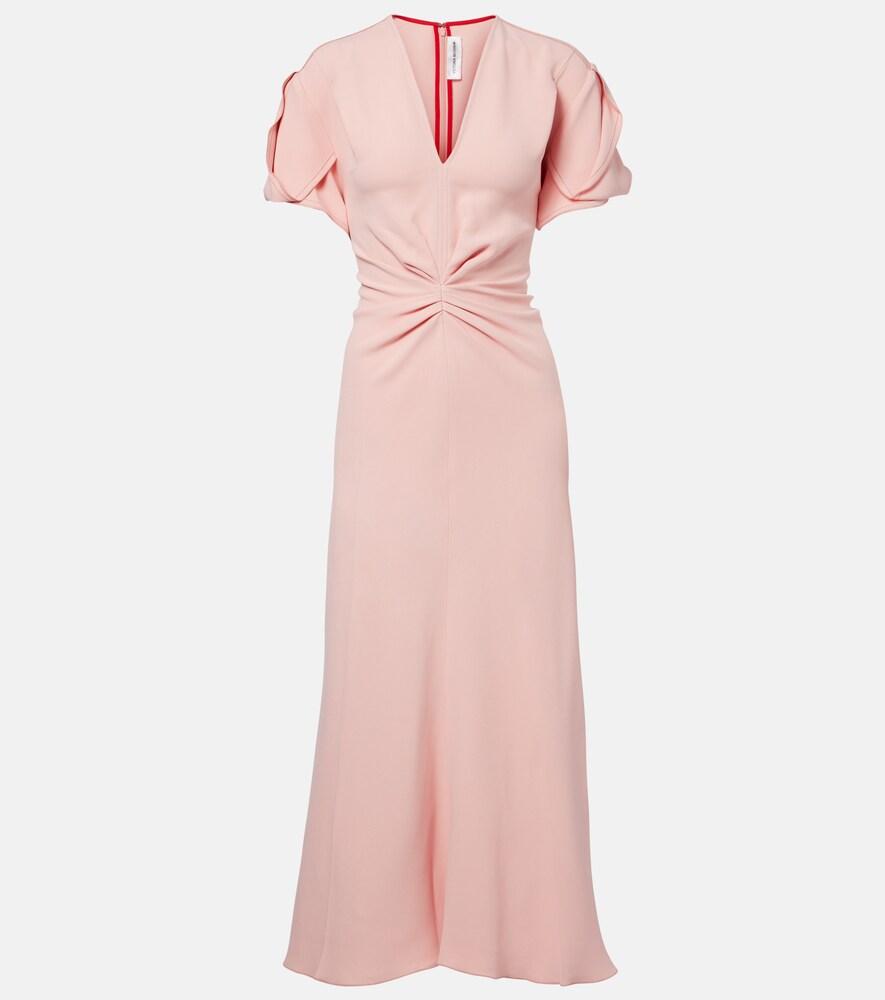 victoria beckham gathered midi dress