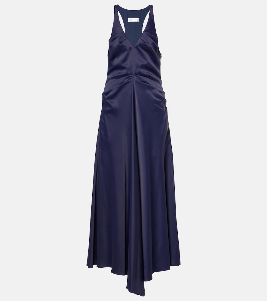 victoria beckham gathered satin maxi dress