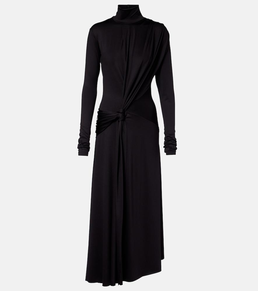 victoria beckham gathered turtleneck midi dress