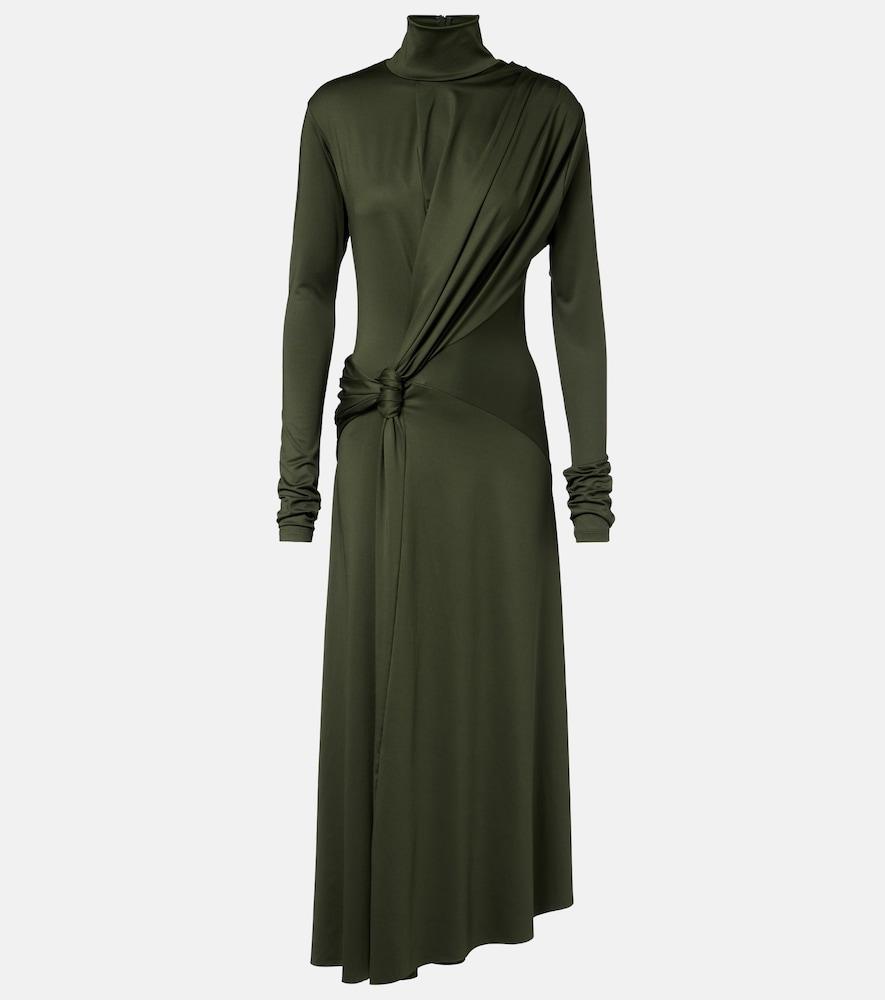 victoria beckham gathered turtleneck midi dress