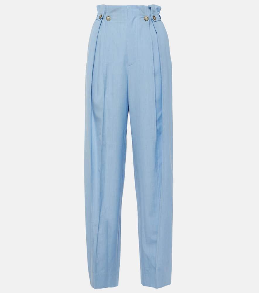 victoria beckham gathered virgin wool tapered pants