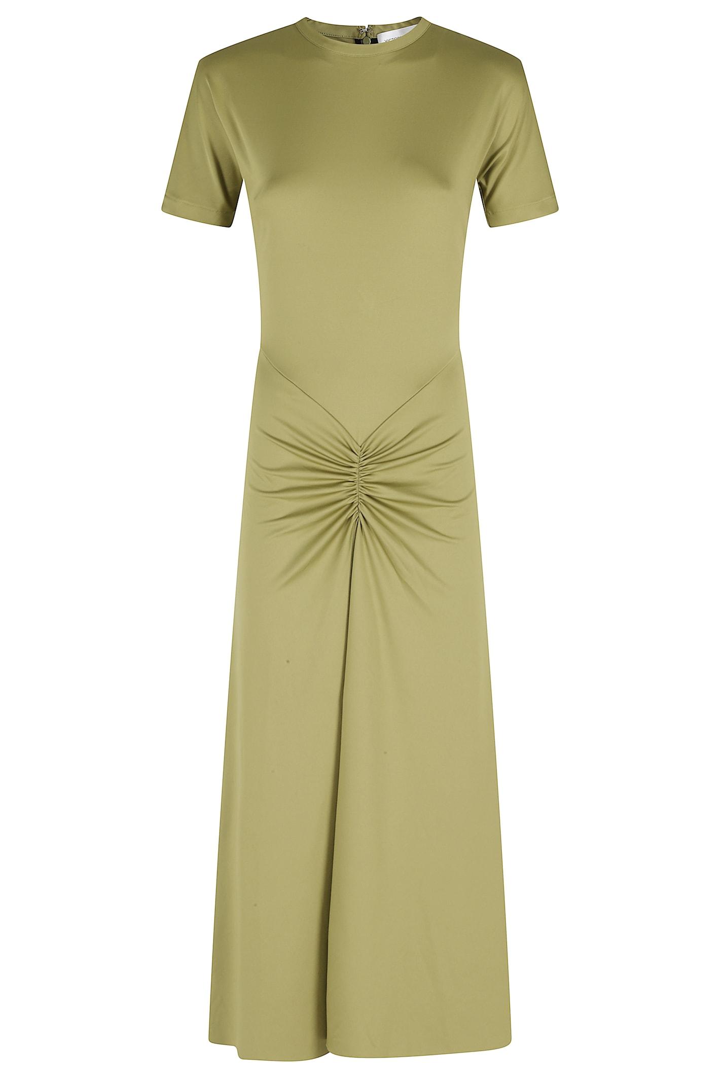 victoria beckham gathered waist t-shirt midi dress