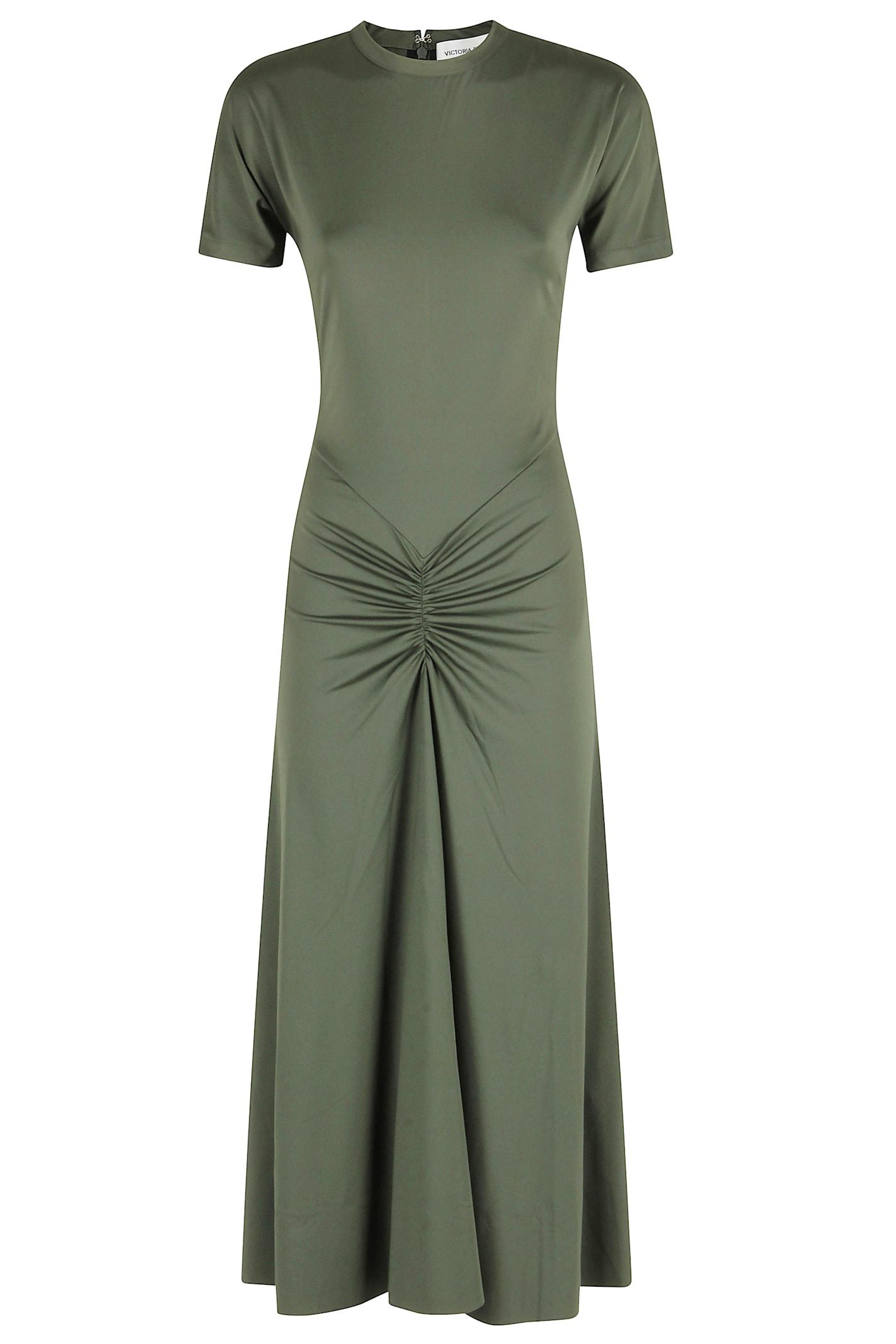 victoria beckham gathered waist t-shirt midi dress