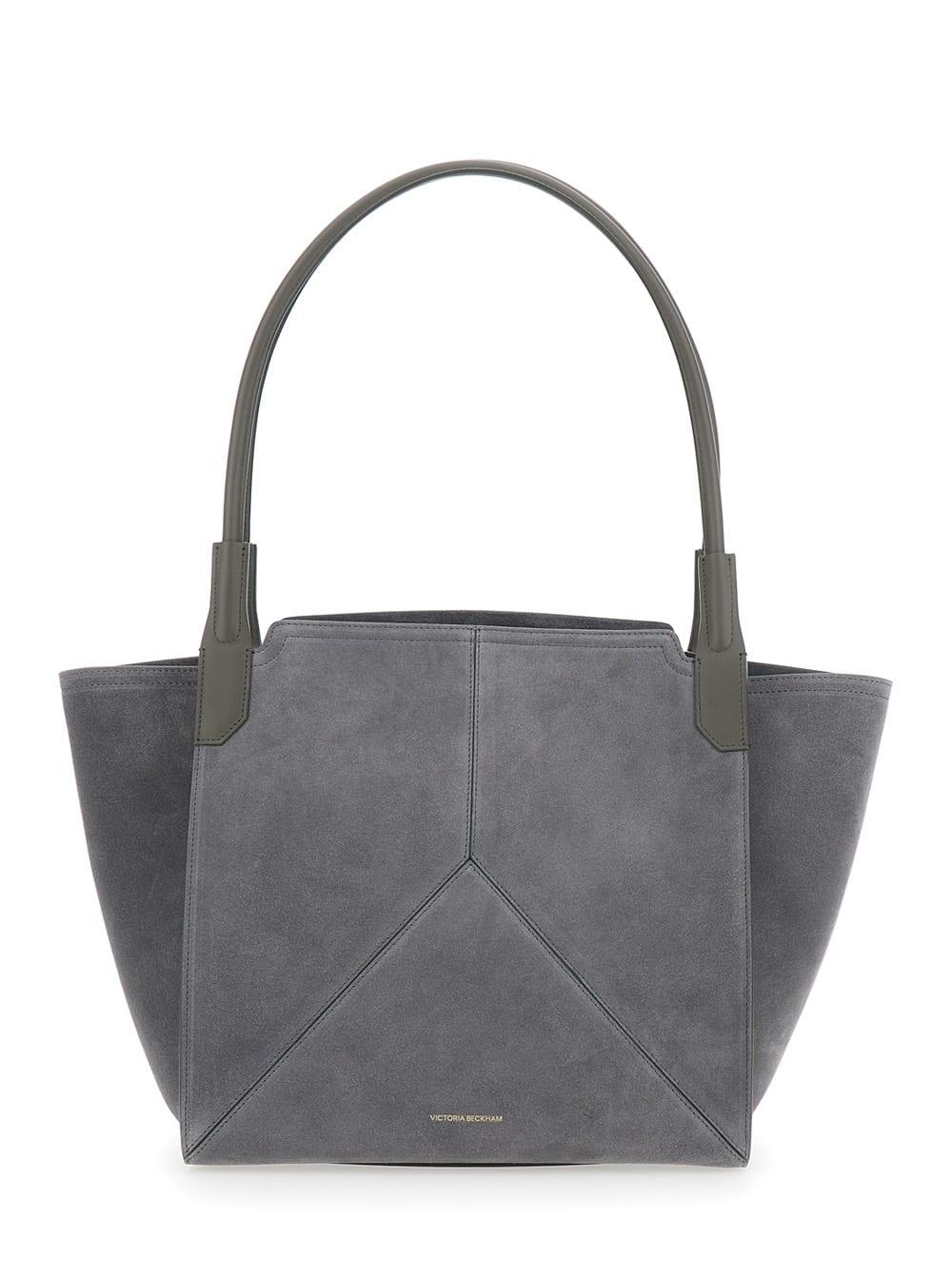 victoria beckham handbag victoria piccola with logo lettering embossed on the front in grey suede for women
