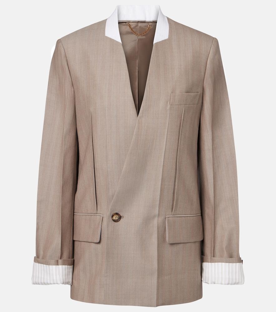 victoria beckham herringbone virgin wool blazer