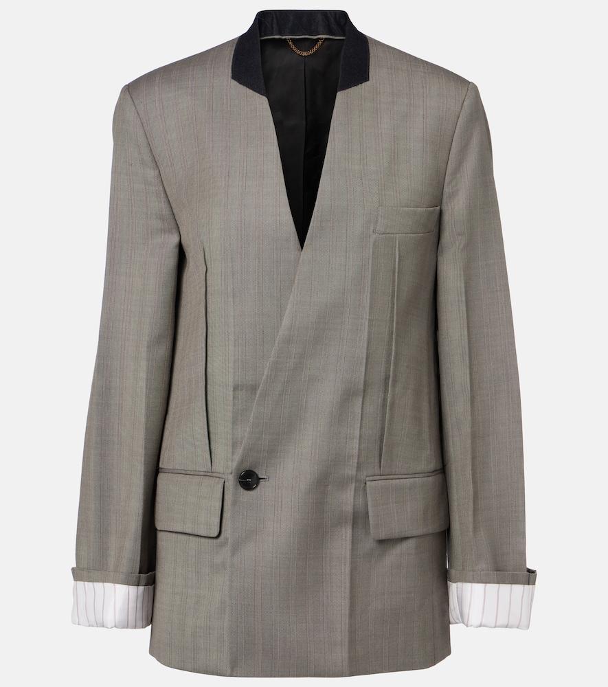 victoria beckham herringbone virgin wool blazer