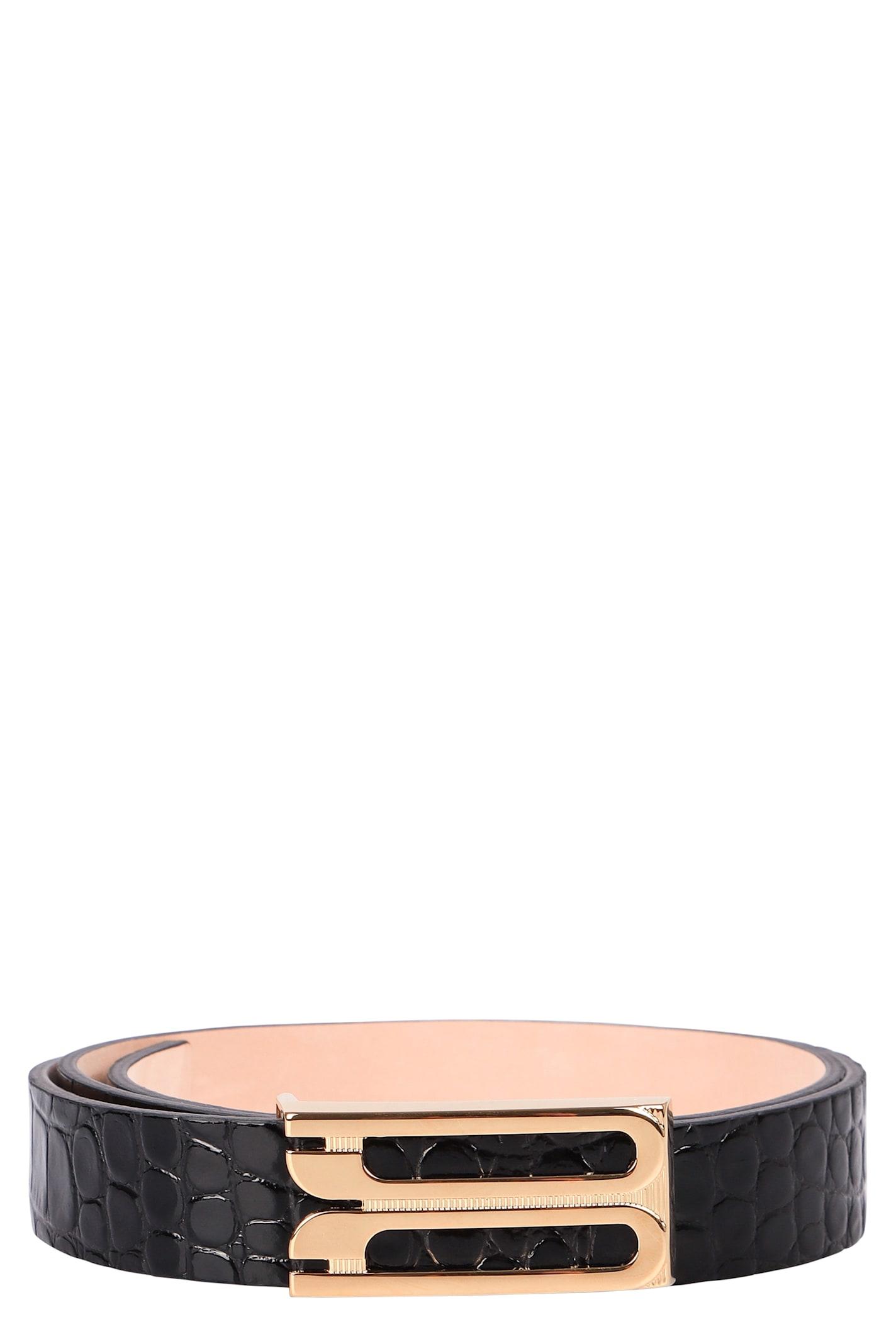 victoria beckham jumbo frame belt in printed leather