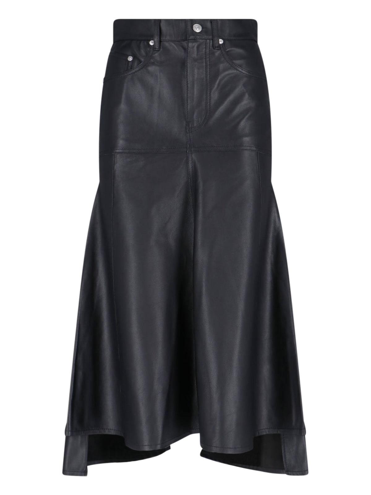victoria beckham leather midi skirt