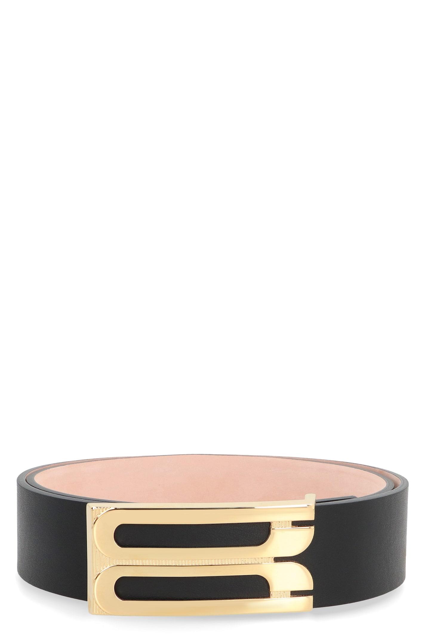 victoria beckham logo buckle leather belt