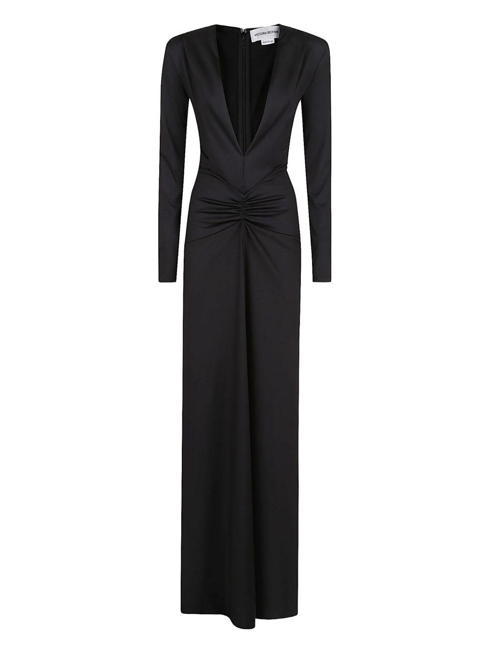 victoria beckham long dress with deep neckline