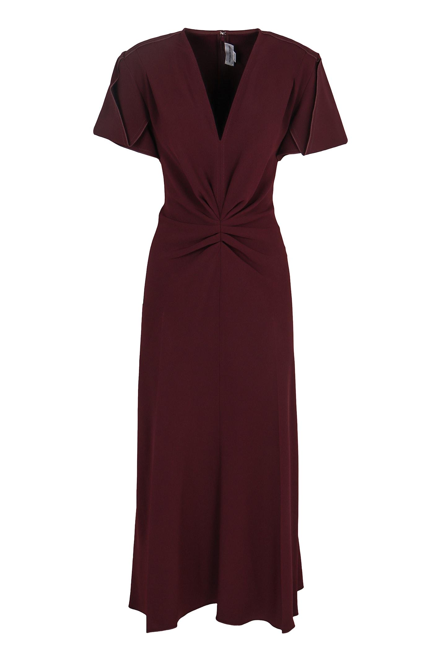 victoria beckham midi dress with v-neck