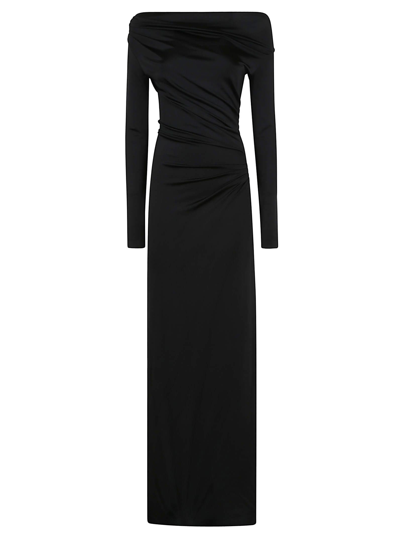 victoria beckham off-shoulder draped gown