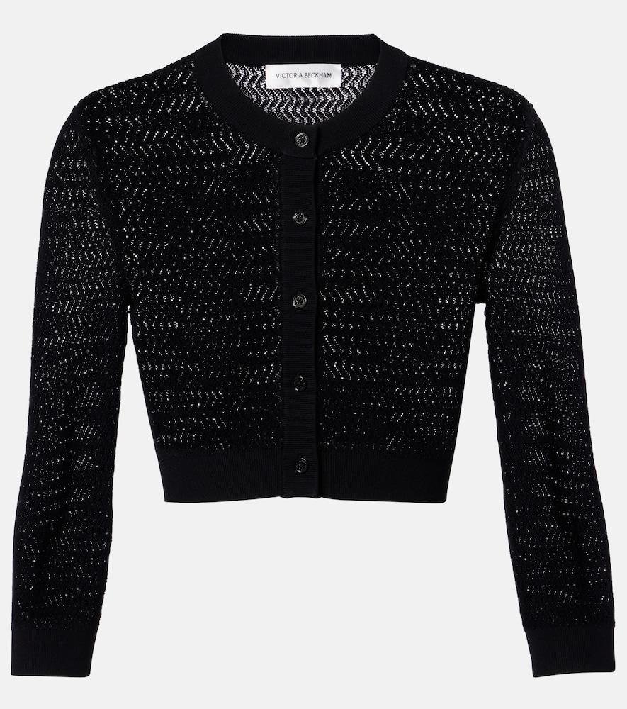 victoria beckham pointelle cropped cardigan