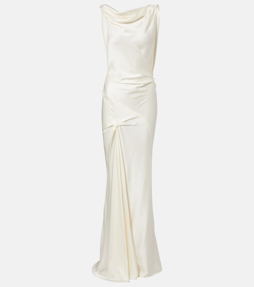 victoria beckham posy draped crêpe satin gown