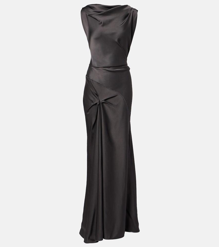 victoria beckham posy draped gathered crêpe satin gown