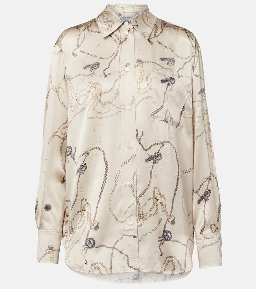 victoria beckham printed silk shirt