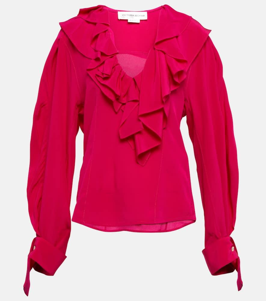 victoria beckham ruffled silk crêpe de chine blouse