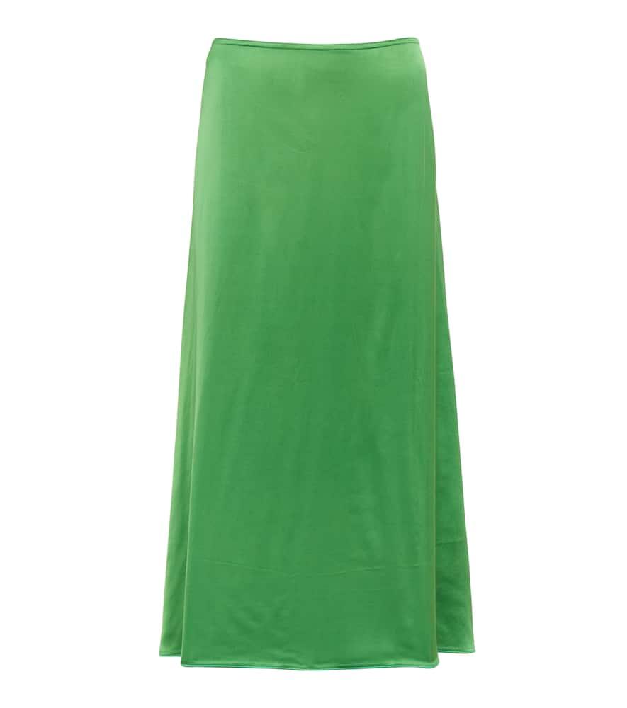 victoria beckham satin midi skirt